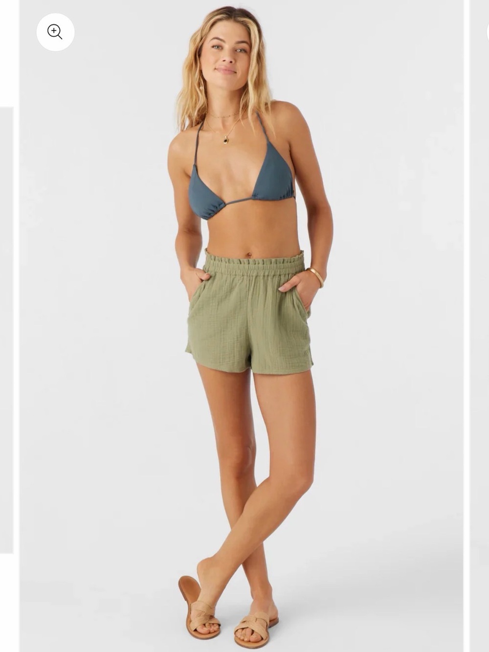 NWT‎ O'Neill Carla Double Gauze Shorts Green Cotton Size XL Surf